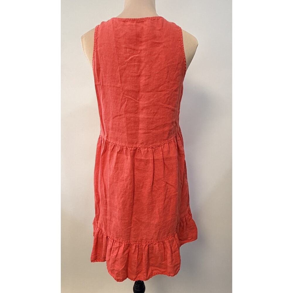 CYNTHIA ROWLEY 100% Linen Dress Womens Coral Small Resort Coastal Grandma Boho - Picture 7 of 12